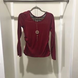 Garnet and black top with necklace
